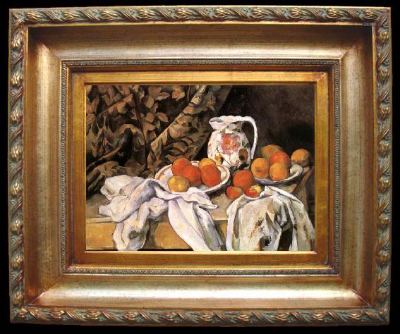 framed  Paul Cezanne Nature morte avec rideau et pichet fleuri, Ta059-2